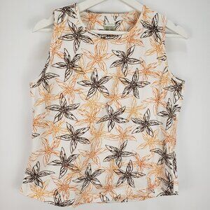 Columbia Tank Top White Womens Medium Floral Stretch Sleeveless Sportswear